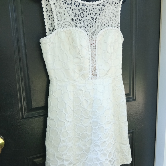 Lilly Pulitzer Dress Womens 4 Off White Raegan Sleeveless Lace Fit Flare Bridal - Picture 2 of 16